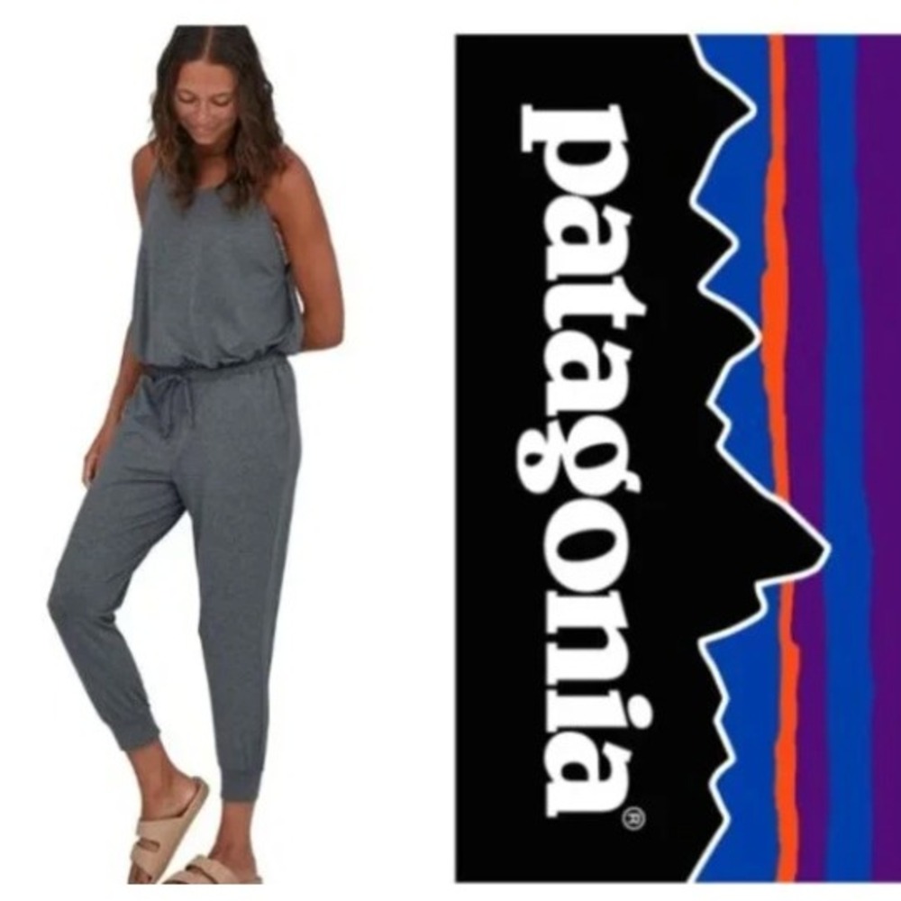 Patagonia Heather Gray Sleeveless Drawstring Jumpsuit